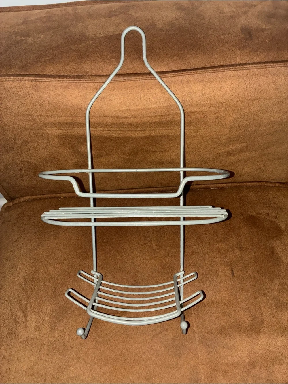 Three-Tier Metal Shower Caddy in Light Gray